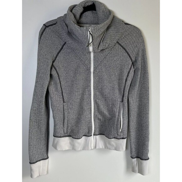 Lululemon Be Present Jacket Womens 8 Gray Herringbone Athleisure Workout Casual - Picture 1 of 16